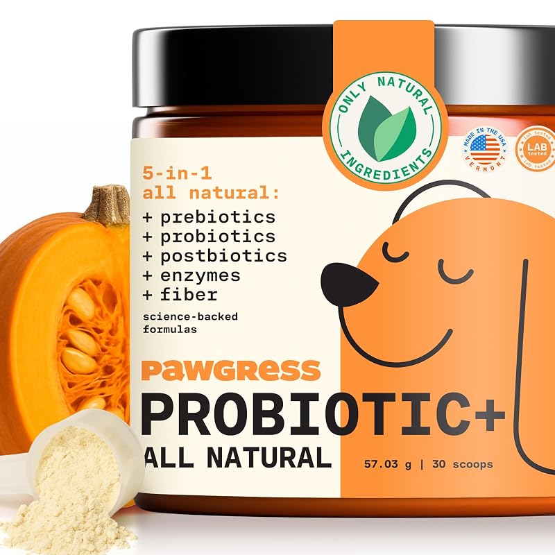 Probiótico em Pó para Cães PAWGRESS com Prebióticos, Pós-bióticos, Enzimas e Fibras – 30 Porções