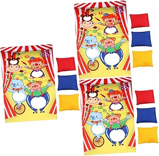 Halloween Bean Bags 3pcs Banner Circus Banner Clown Bean Bags Outdoor Bean Bags Outdoor Flag Halloween Toys Game Toss Hanging Sandbag Toss The Banner Decorations Outdoor Playset