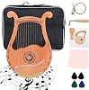 Lyre Harp 16 Strings Mahogany Wood Lyre Harp with Tuning Wrench, Pick, 16 Spare String Set, Black Gig Bag and Instruction Manual for Beginners Instruments Lovers