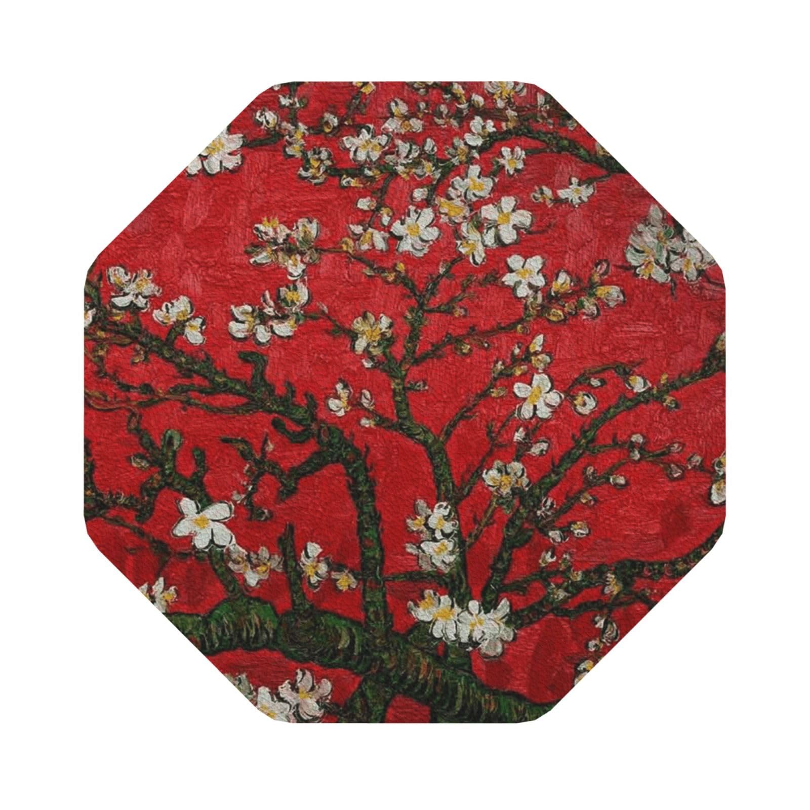 Waterproof with Flower PU Leather Coasters Set of 6 Octagon Drink Coasters