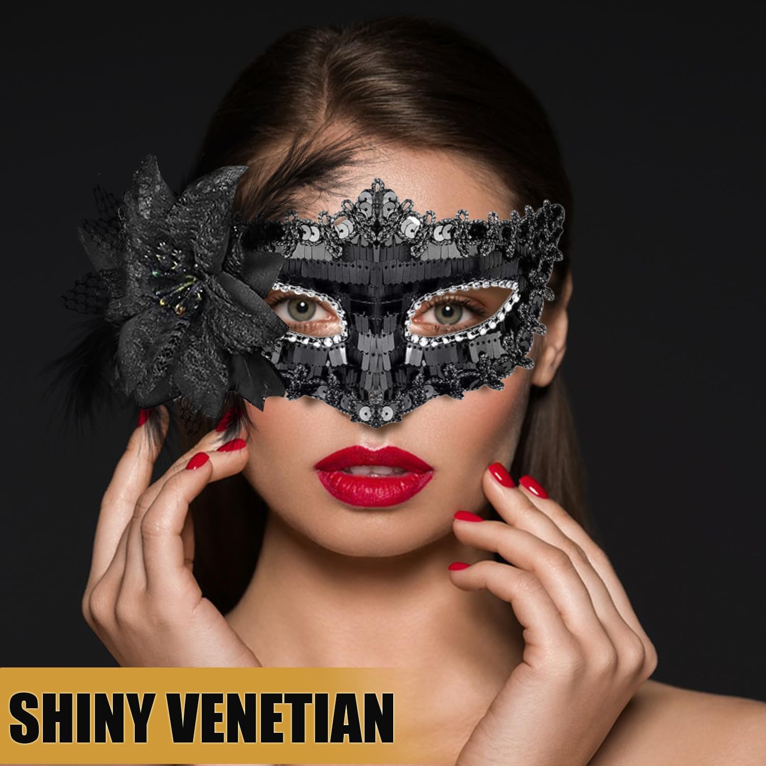 MYMENU Masquerade Mask for Women Men Couple Shiny Venetian Halloween Masks for Costume Cosplay Party Prom Ball - Image 4