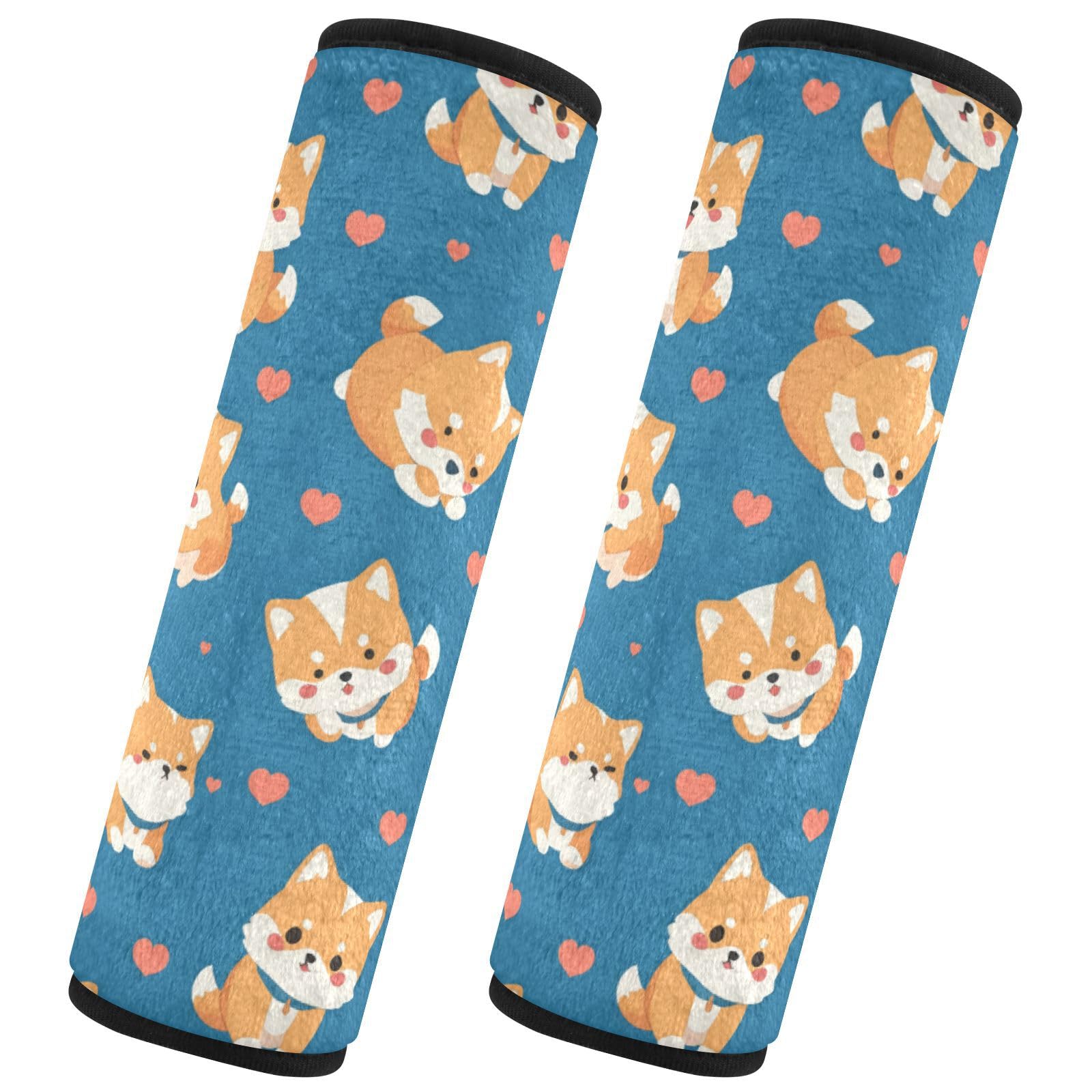 Seat Belt Covers 2 Pack Corgi Heart Car Seat Strap Covers Super Soft Funny Car Seat Neck Cover for Boys Girls Adults Babies M
