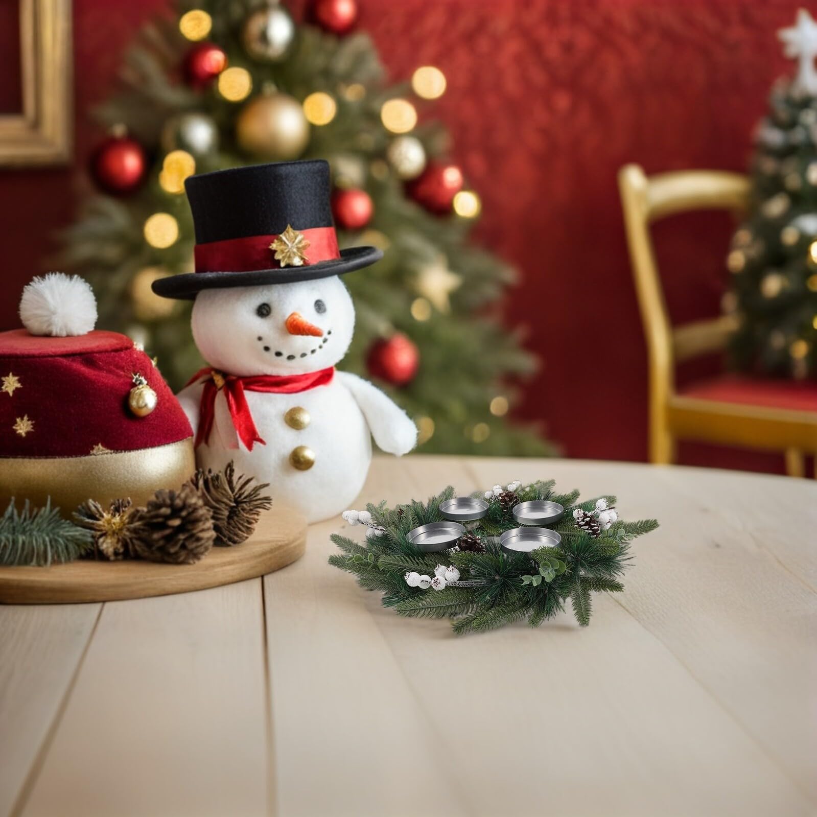 IMIKEYA Decoración de Guirnalda Navideña Artificial para Centro de Mesa Festivo y Adorno de Pino