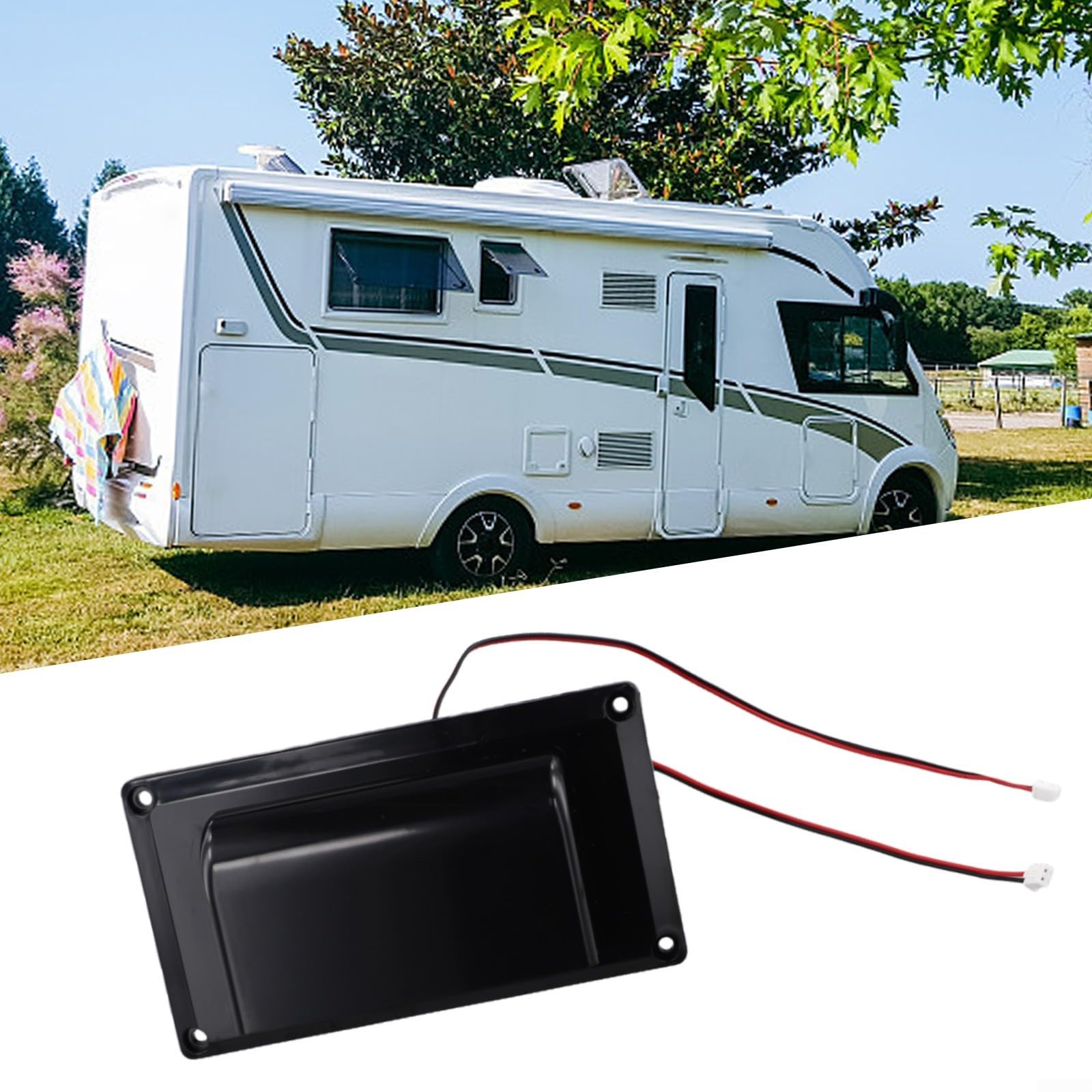 Ventilador de escape de 12 V 6 W con kit de ventilación lateral de caravana para campistas, remolques, yates marinos, lanchas, mejora el aire interior y la comodidad (6 W, negro)