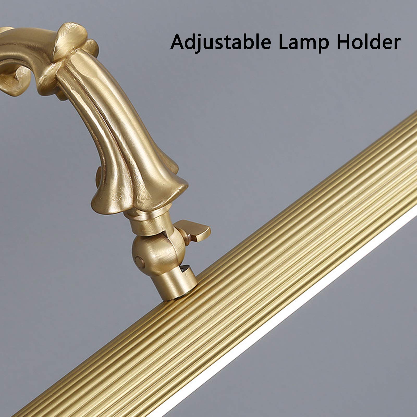 Lampada da Parete a LED in Ottone Vinta per Specchio da Bagno, con Testa Regolabile e 3 Temperature di Colore, Grado di Protezione IP44. Illuminazione retrò per mobili, opere d'art