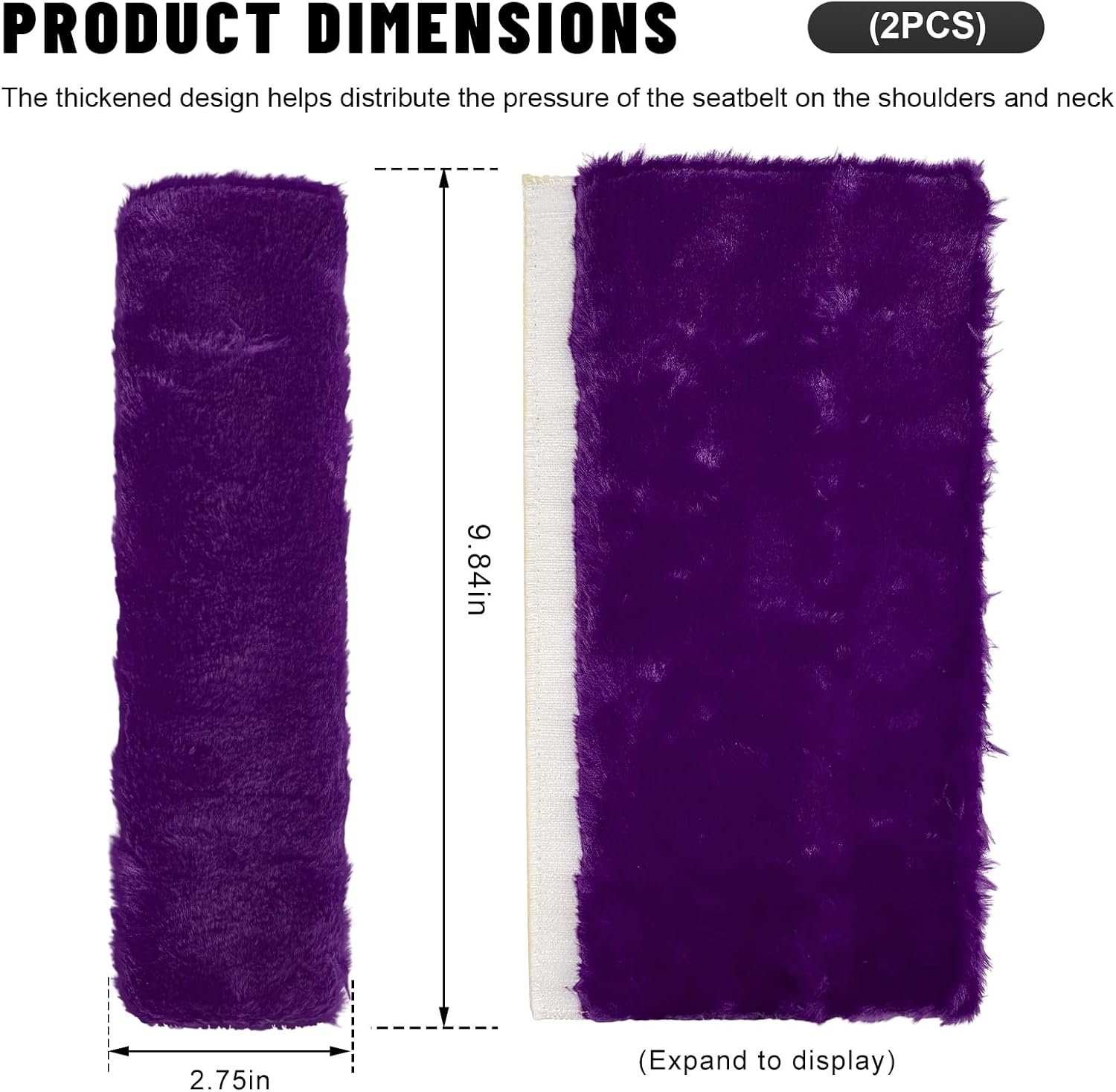 2 PCS Fluffy Car Seat Belt Cover, Soft Plush Safety Belt Cushion Pad for Protecting Your Neck & Shoulder, Comfortable Fuzzy Seatbelt Protector for Most Vehicles, Car Accessories (Purple) thumbnail