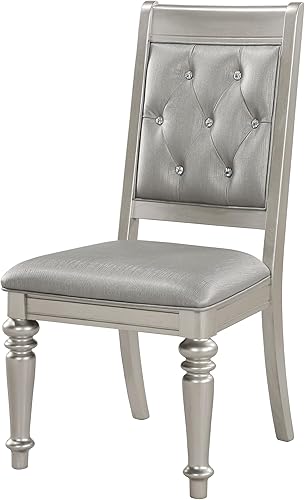 Miniatura 6 de Coaster Home Furnishings - Bling Game - Madera maciza - Juego de 2 sillas auxiliares de comedor con botones con botones de cristal, patas delanteras