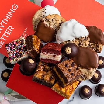 Brownie Points Trio of Treat, Baby Brownies, Individually Wrapped, Fine and Fresh Ingredients, Gift Box and Gifts Baskets for all Occasions, Fudge Chocolate Brownies, Baked from Scratch, Gourmet Sweet Desserts.