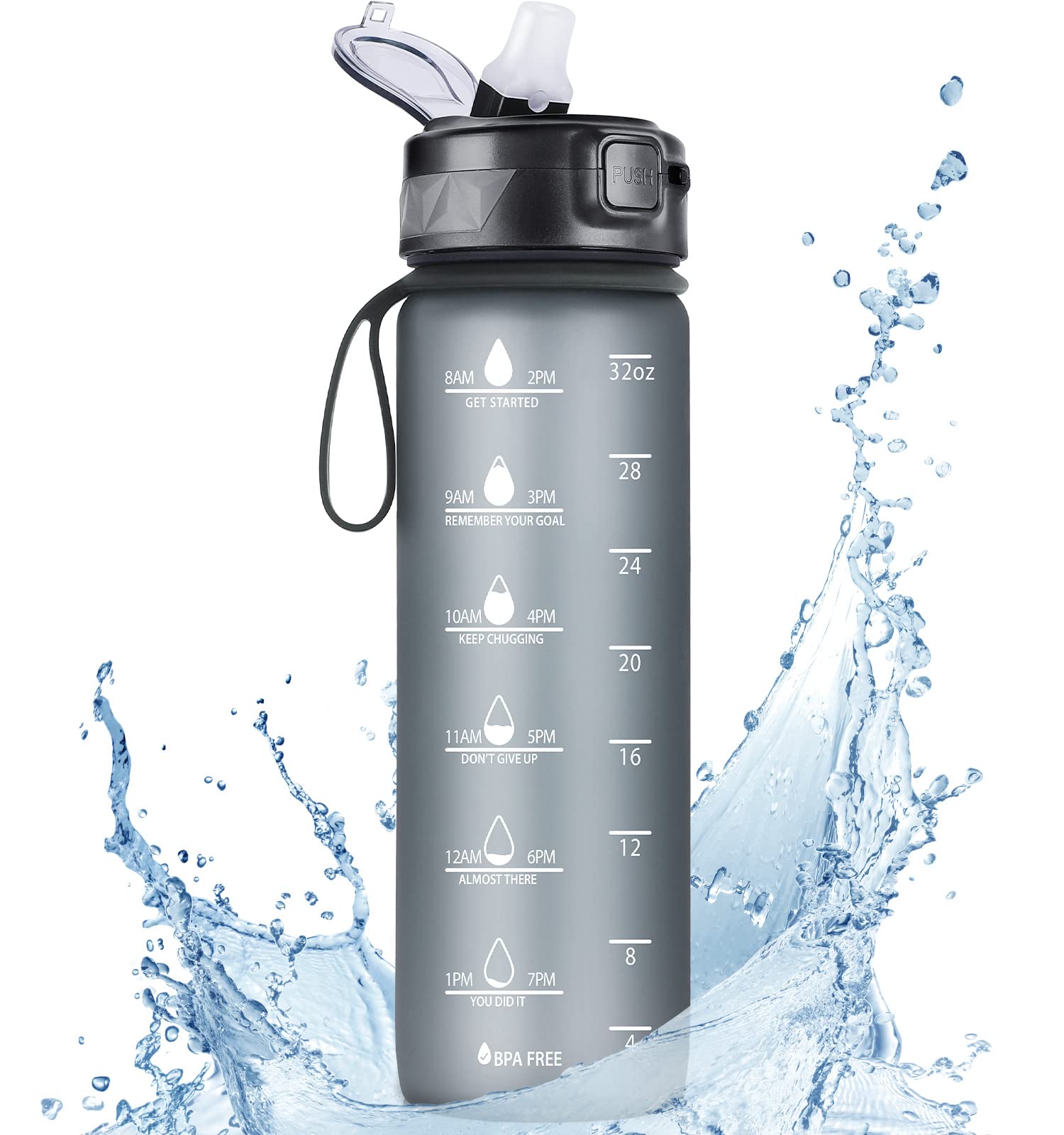 Sports Water Bottle with Straw, 1L, 750ML Leakproof Design Water Bottle, BPA Free Tritan Plastic Drinking Bottle for Teenager, Adult, Sports, Hiking, Gym, Fitness, Outdoor, Cycling, School & Office