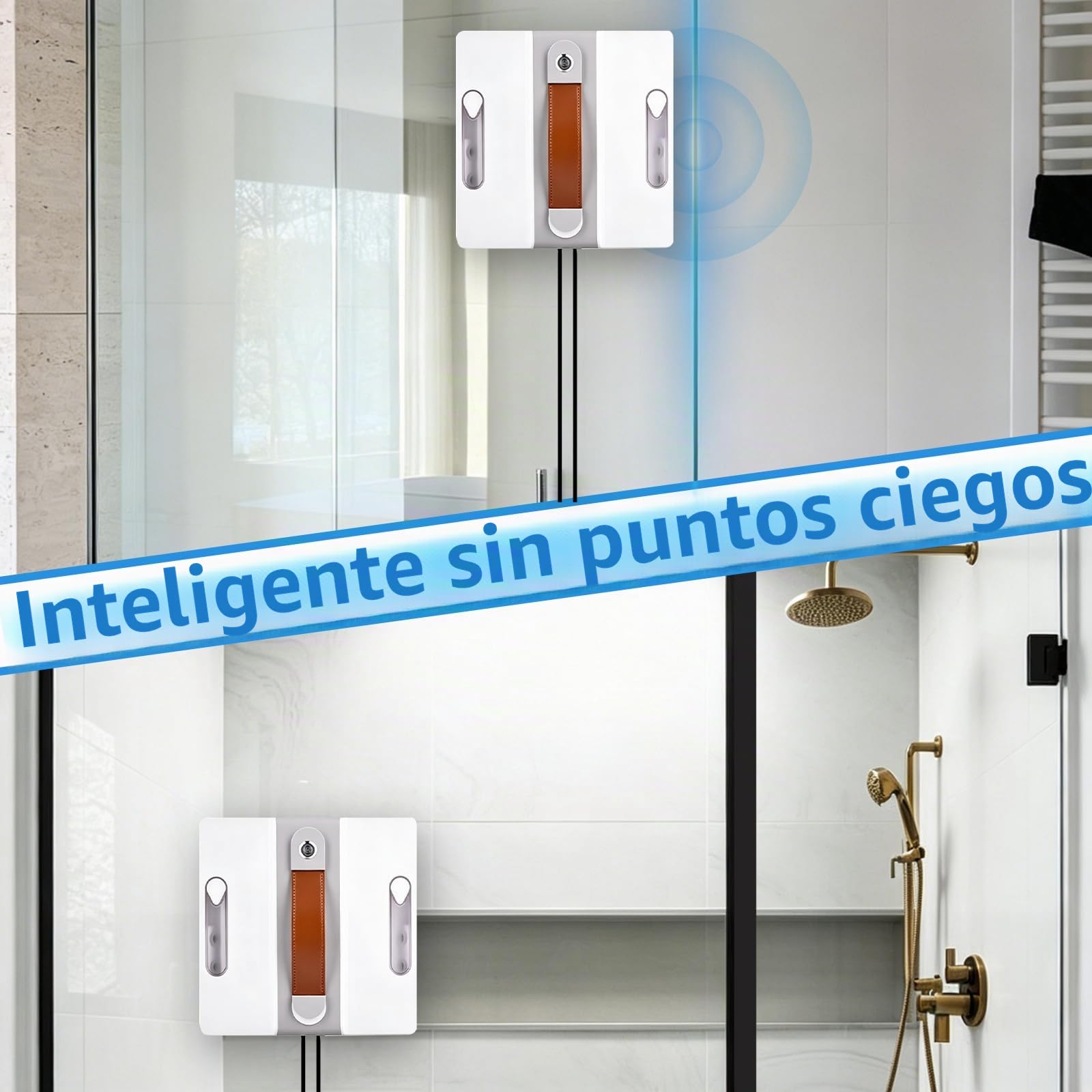 Robot Limpiacristales, 3500pa Limpia Cristales Electrico Ventanas con Mando, 3 Modos Limpieza,Navegación Inteligente,6 Paños de Limpieza, Limpiacristales Electrico para Ventanas, Espejos y Azulejos