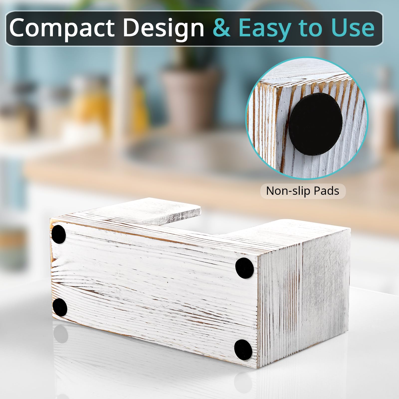 Dispensador de toallas de papel para encimera, soporte de madera para toallas de papel de baño, servilletero blanco rústico para cocina, encimera, plegable, plegable, en Z, dispensador de toallas de