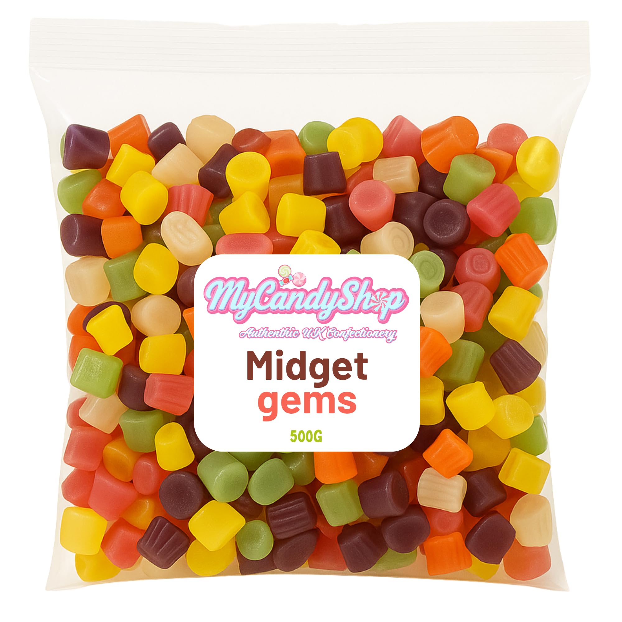 Midget Gems Retro Sweets 500g - Traditional British Mini Gems - Chewy Fruit Flavoured - Classic Pick & Mix Sweets