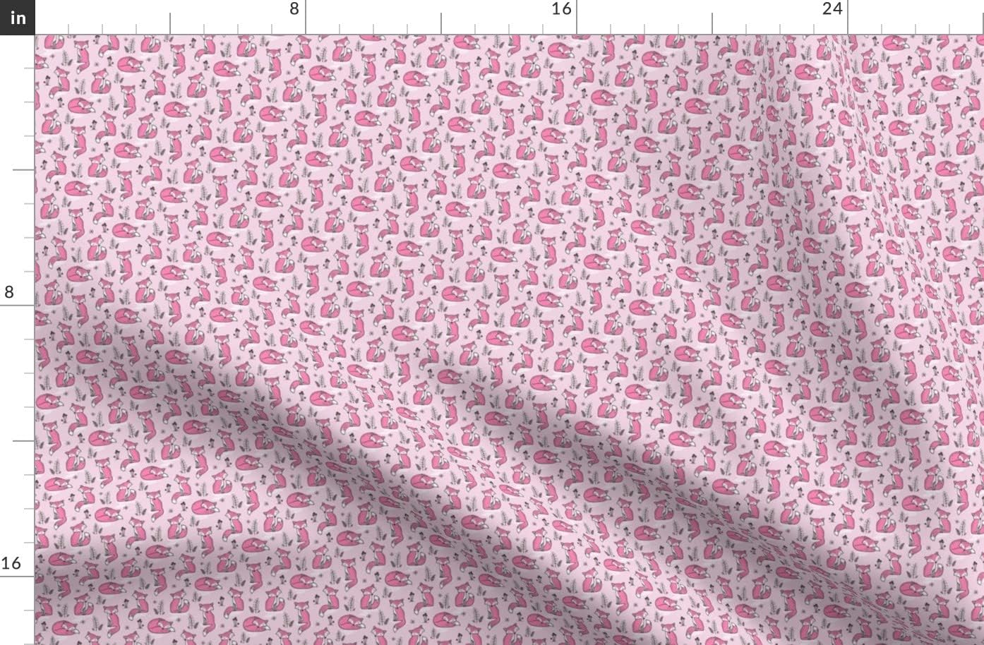Spoonflower Fabric - Dreamy Fox Pink Tiny Small Foxes Printed on Organic Cotton Sateen Fabric by The Yard - Sewing Quilting Apparel Home Decor