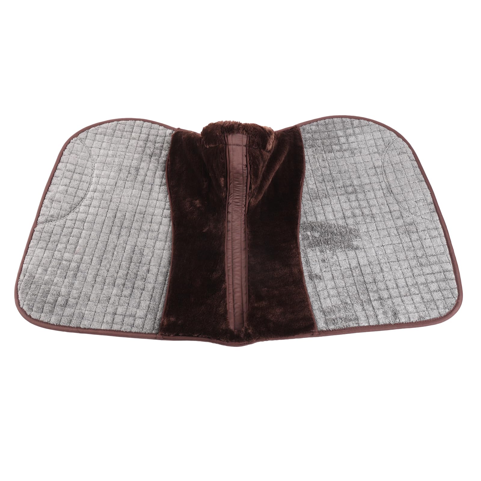 Satteldecke aus Kunstfell, volle Decke, Satteldecke, quadratisch, transparenter Rücken, hoher Widerrist, formend, stoßdämpfend, atmungsaktiv, maschinenwaschbar, Schwarz/Naturbraun/Braun