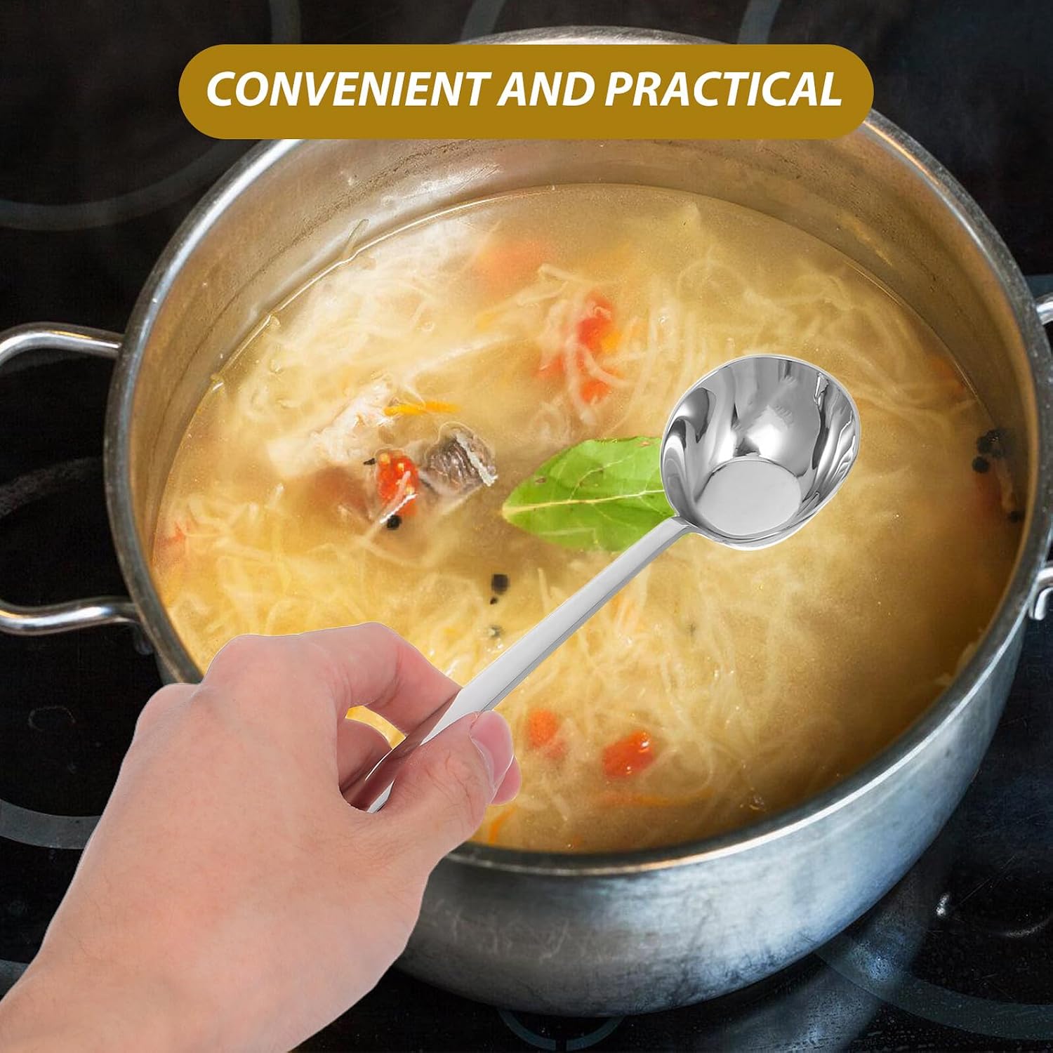 2pcs Stainless Steel Soup Ladle with Slanted Bottom