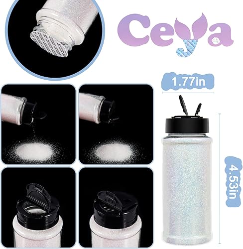 Miniatura 4 de Ceya Polvo de purpurina iridiscente ultra fina de alto brillo, 3.5 onzas3.53oz, purpurina de ópalo mágico para manualidades de 1128 pulgadas, 0.008