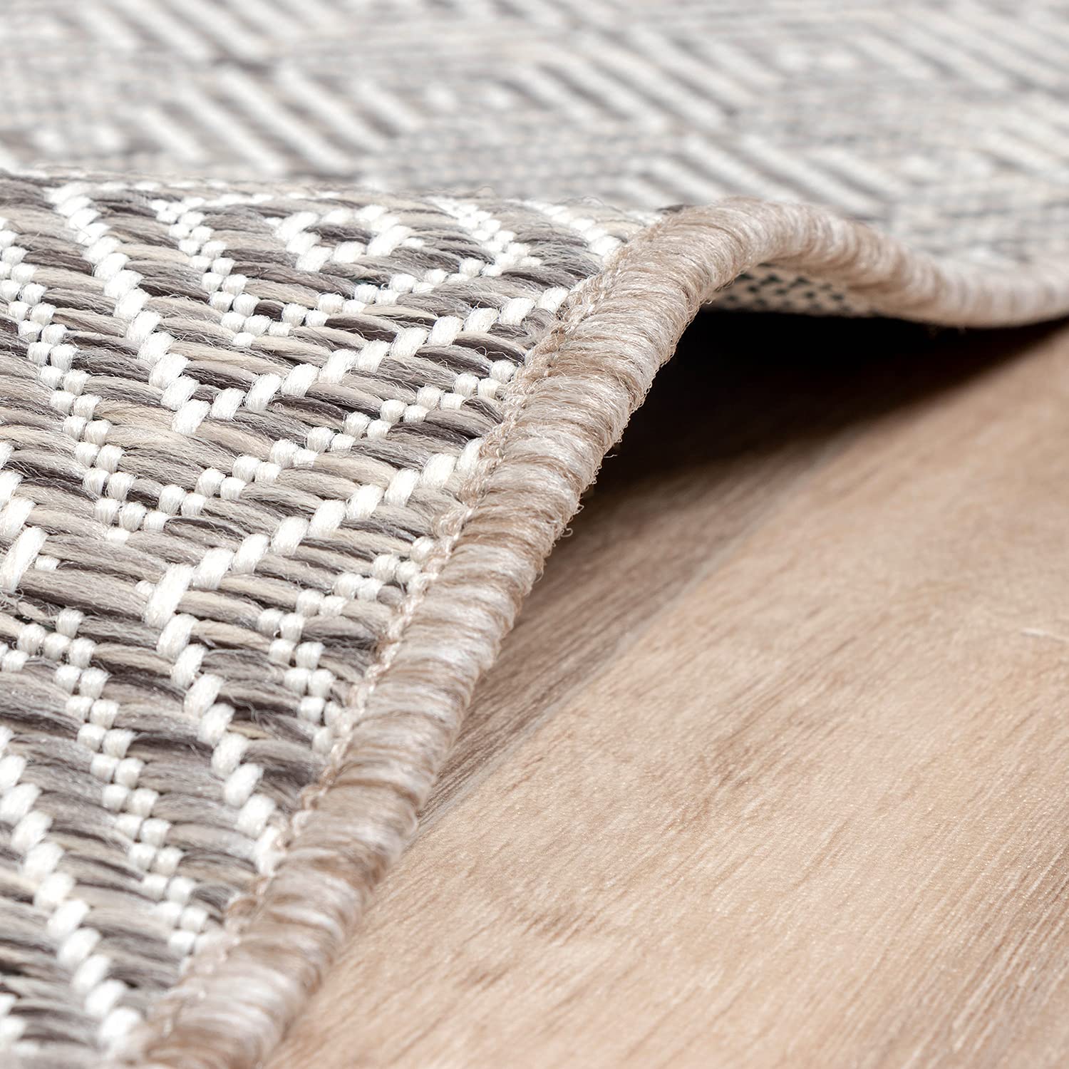 In- & Outdoor Teppich Quadrat - Summer Tile Hellgrau - 120x120 cm | Wetterfest - Synthetik, Polypropylen - Balkon, Garten / Terrasse - Terrasse teppich - Outdoor rug