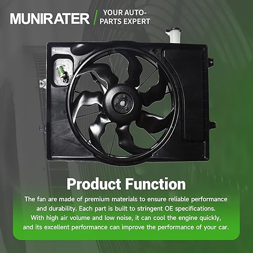 Miniatura 3 de munirater Reemplazo del conjunto del ventilador de enfriamiento del condensador del radiador para Elantra 2017-2019