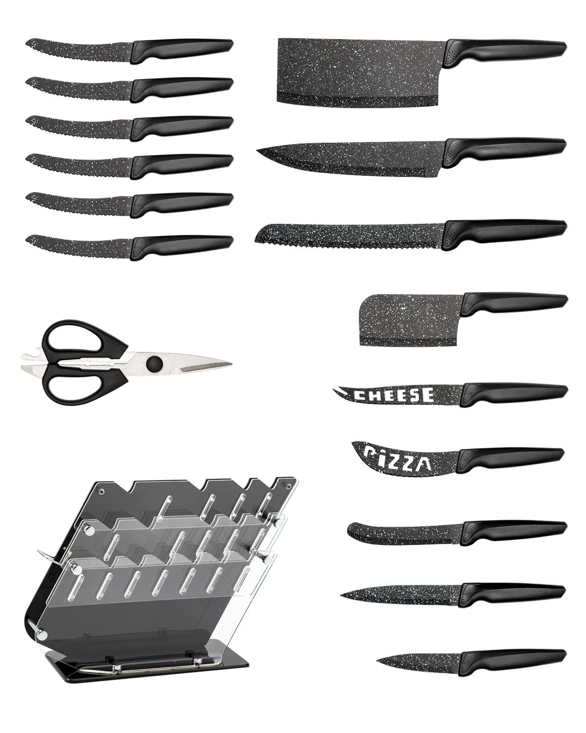 EDENBERG 17-piece Knife Set with Scissor| Kitchen Knife Set for Home| Knife Set with Stand | Professional Knife Set | Chef Knife Professional | Kitchen Knives
