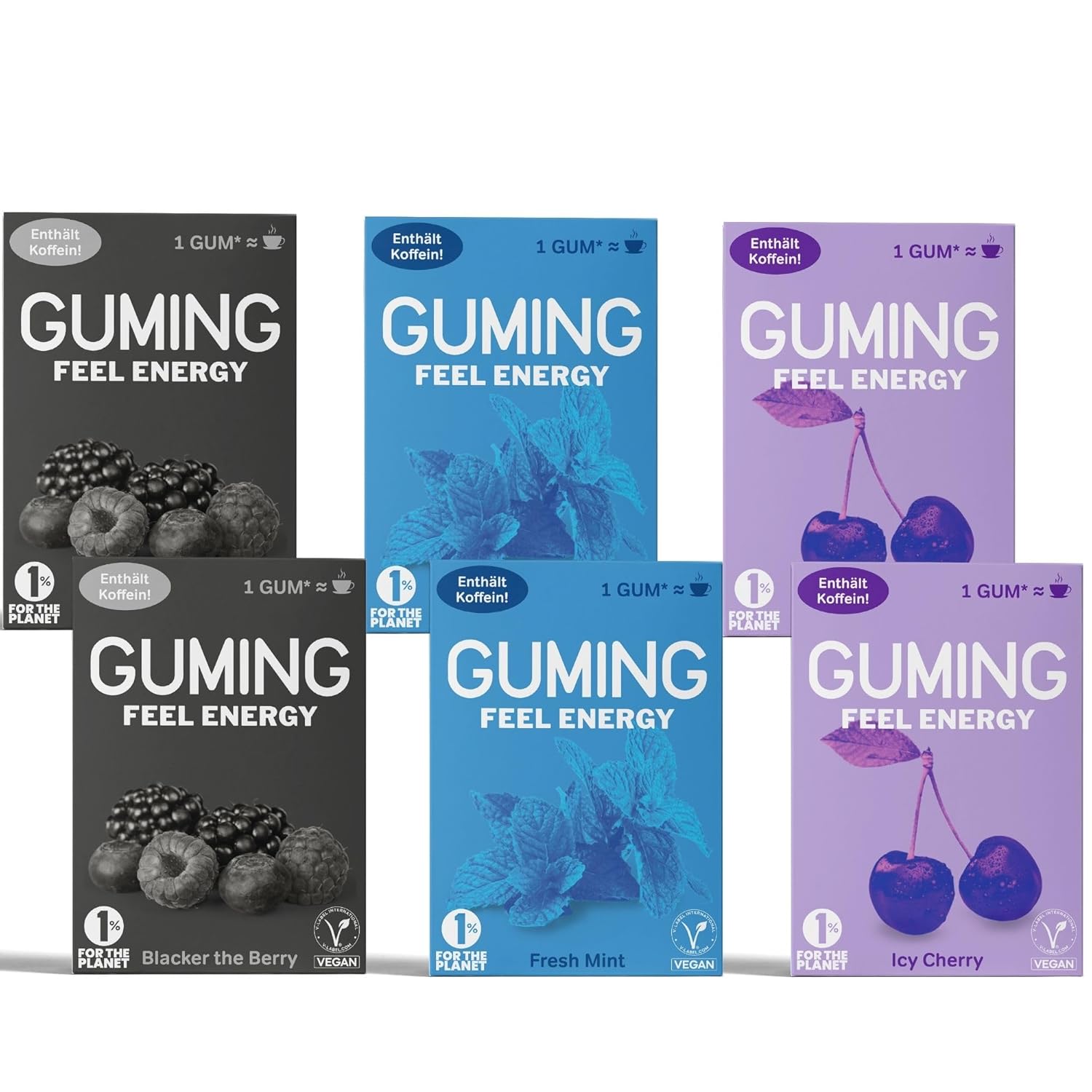 GUMING 60x Energy Kaugummi mit 60mg Koffein/Gum, Guarana, Vitamin C