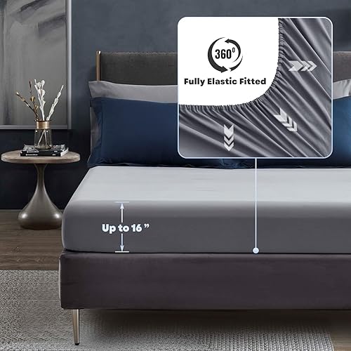 Miniatura 5 de Maple&Stone Juego de edredón tamaño King de 7 piezas en una bolsa, juego de cama alternativo de plumón con sábanas, fundas de almohada y fundas,