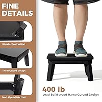 Vista 2 de HOUCHICS Taburete One Step para adultos y niños, taburete de madera para mesita de noche, multiusos, adecuado para cocina, baño, dormitorio