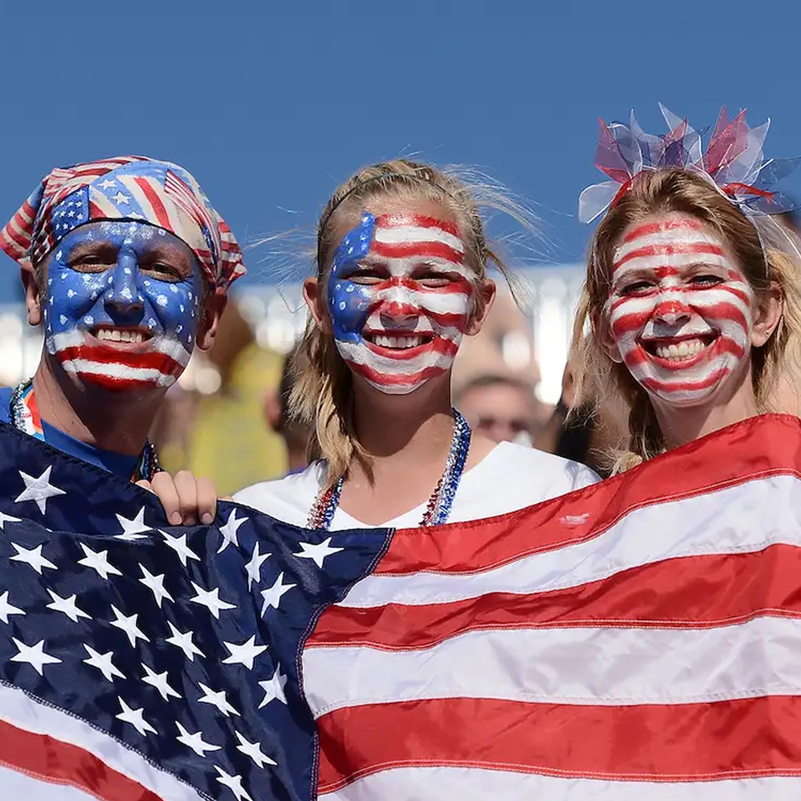 Pintura facial y corporal roja, blanca y azul, bandera estadounidense de Estados Unidos, paleta de pintura facial de 3 colores para eventos patrióticos de Estados Unidos, 4 de julio, día de la 8