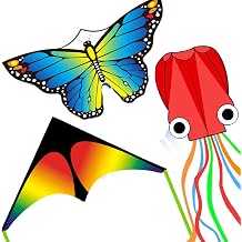 3 Pack Butterfly Delta Octopus Kites for Kids and Adults,Easy to Fly for Outdoor Adults Children Line Kite for Kids Toy,Beginner Kite for Kid Ages 4-8