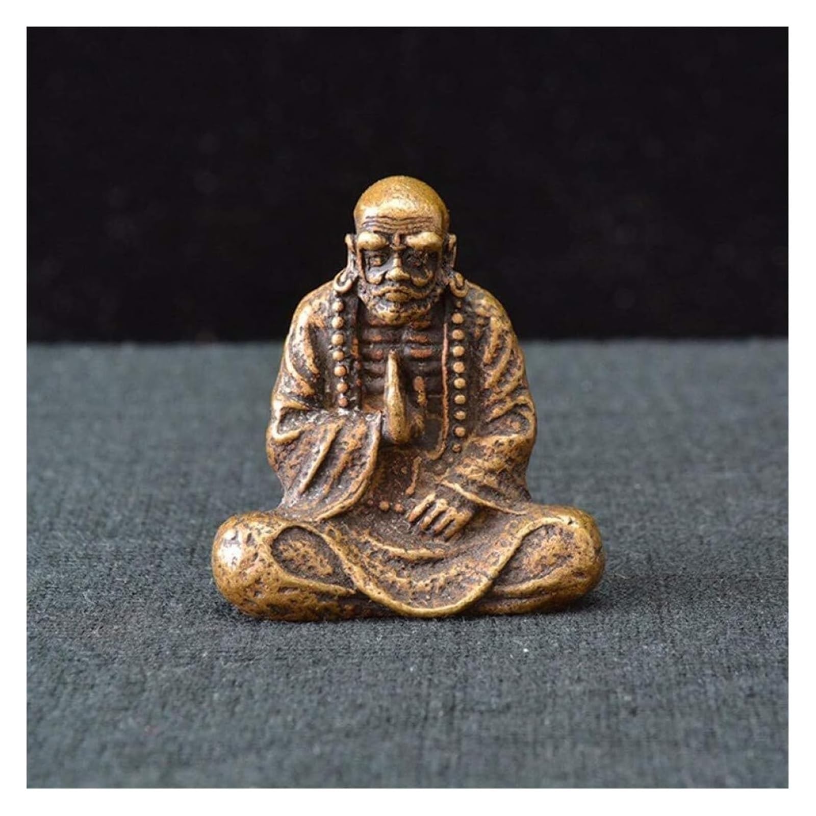 XCFTYRU Vintage Brass Statue， Antique Bronze Buddha Statue Dharma Copper Figurines Miniatures Buddhism Founder