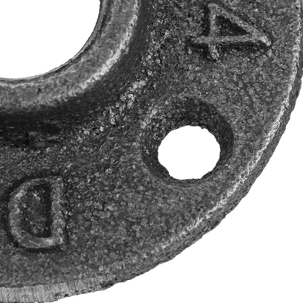 10 piezas de brida de piso de hierro maleable BSP, tubería de montaje roscada, brida de pared antigua para estanterías, rieles de cortina, perchas (negro)(DN20 3/4‘’)