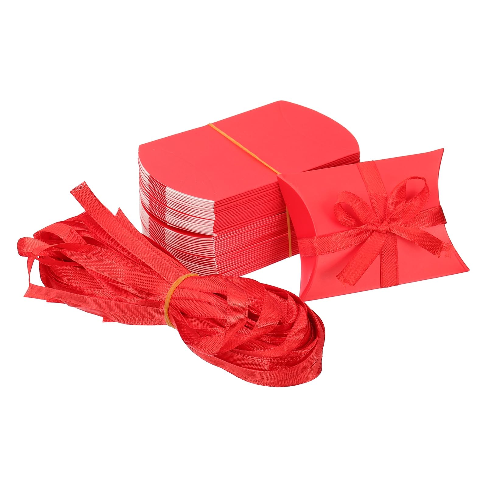 PATIKIL Small Gift Boxes, 50 Pcs 3.5x2.5x1 Inch Pillow Boxes Candy Thank You Treat for Wedding Party Favor Pen Birthday Gift Jewelry Greeting Card, Red