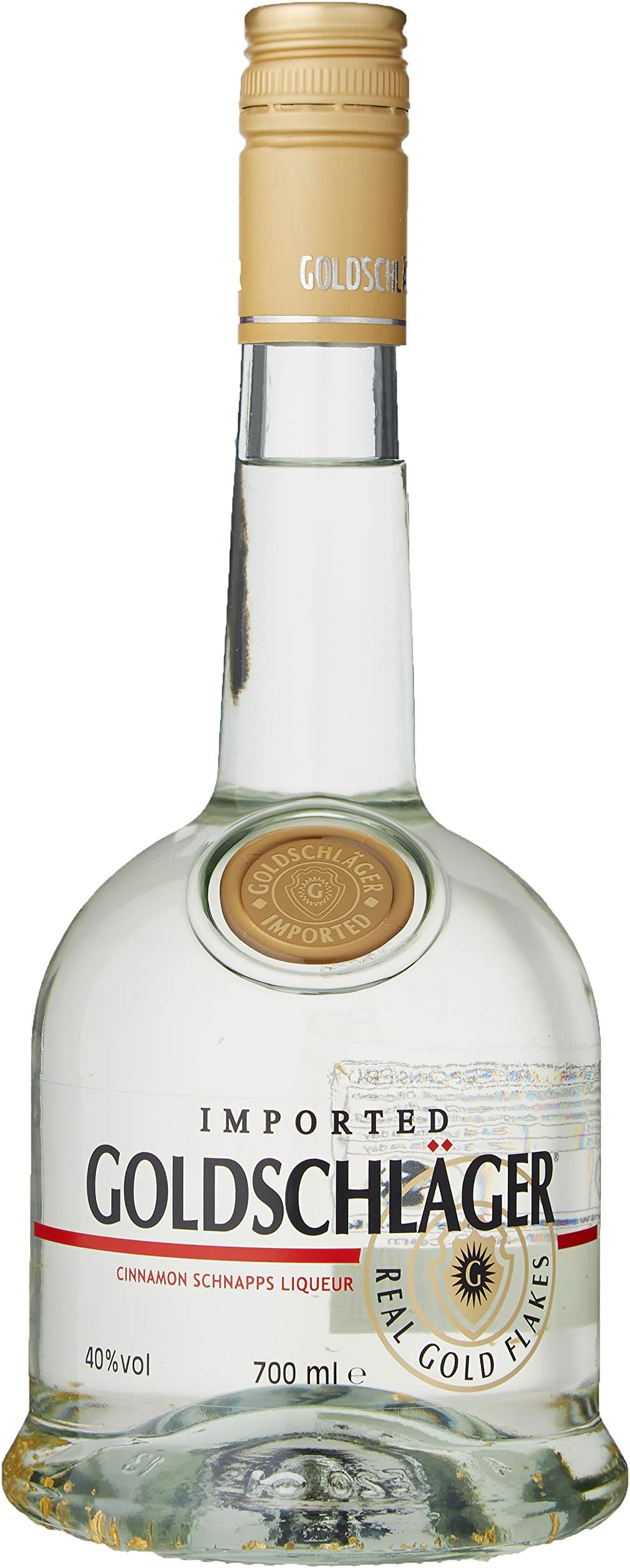 Goldschläger Cinnamon Schnapps Liqueur, 70 cl, 43.5% ABV, Cinnamon Flavoured Schnapps, with Real Gold Flakes, Intense, Spicy and Warm Liqueur, Ideal Neat or in Cocktails, Gift Idea
