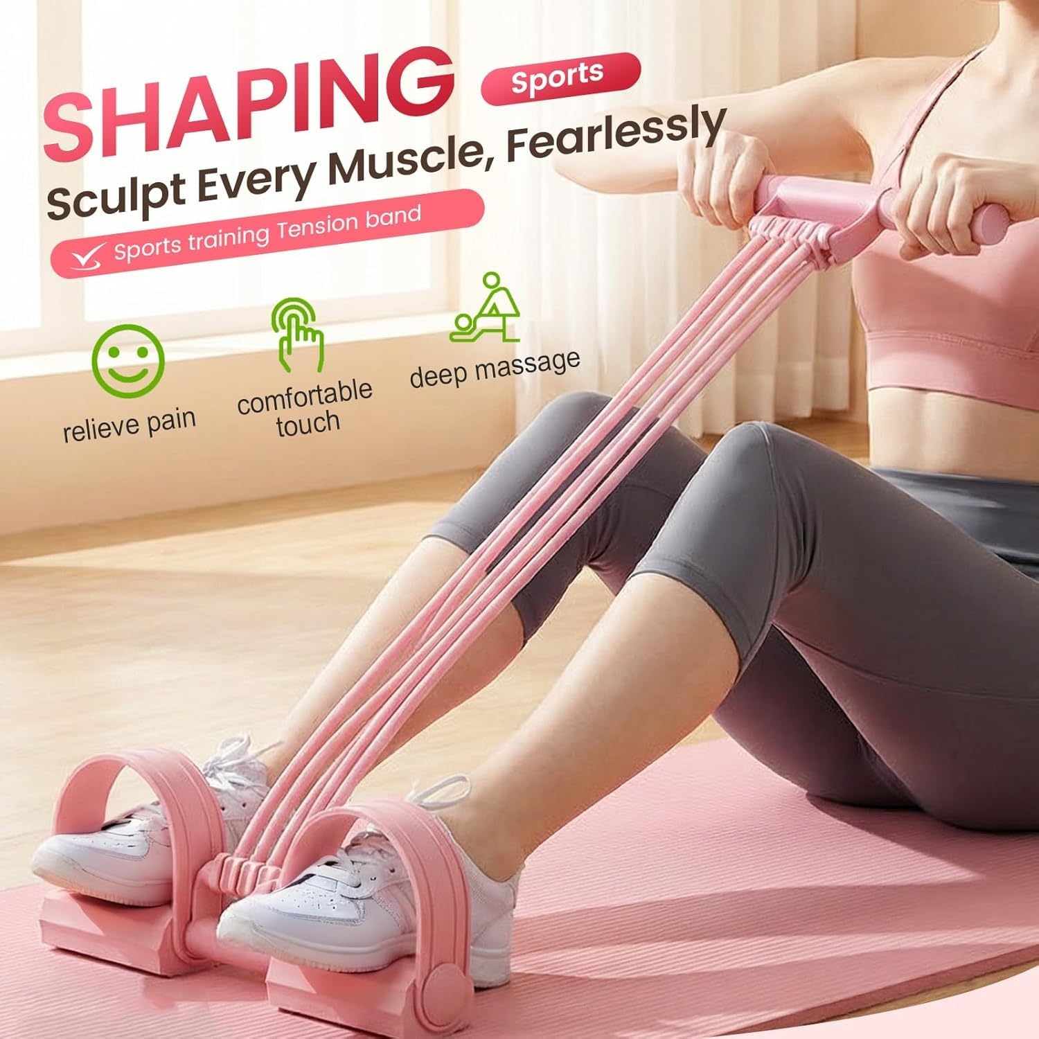 Widerstandsband Mit Griff,Upgrade 3-In-1 Multifunktions Expander, Hohe Elastizität Verstellbarer Widerstand 8 Röhren Resistance Bands, Fitnessbänder Für Yoga,Pilates