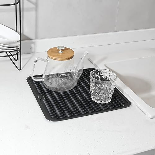 Miniatura 4 de Alfombrilla de silicona para secado de platos para múltiples usos, fácil de limpiar, ecológica, resistente al calor, alfombrilla de silicona para