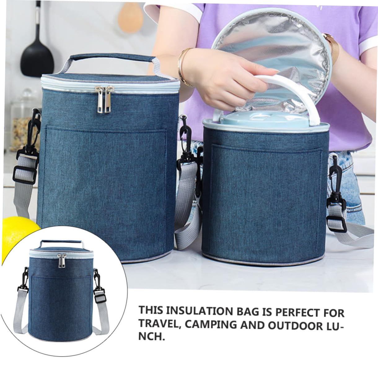 COLLBATH Thermotasche Isoliertasche für Lebensmittel mit Zwei Wege Reißverschluss aus Oxford Stoff Kompakte und Tragbare Lunchbag für Camping und Reise