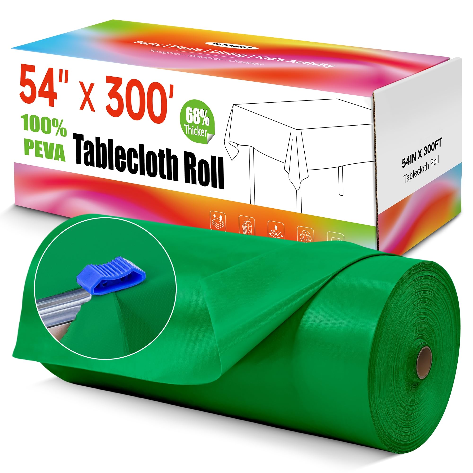 Disposable Tablecloth Roll, 54In x 300Ft Plastic Table Cloth Disposable