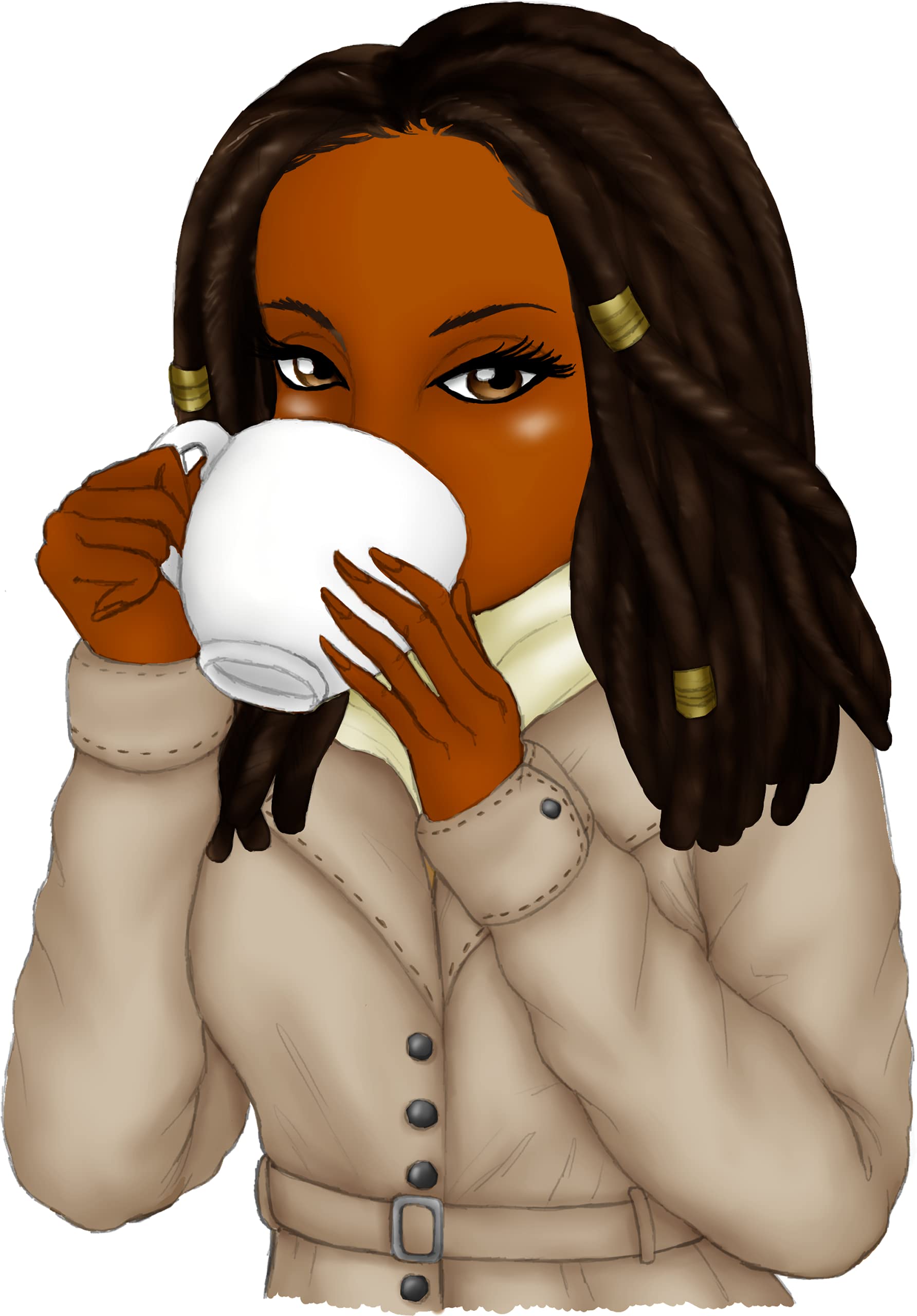 42 Spill the Tea, Coffee African American Female Stickers for planners and scrapbooking- birthday, gift, favor