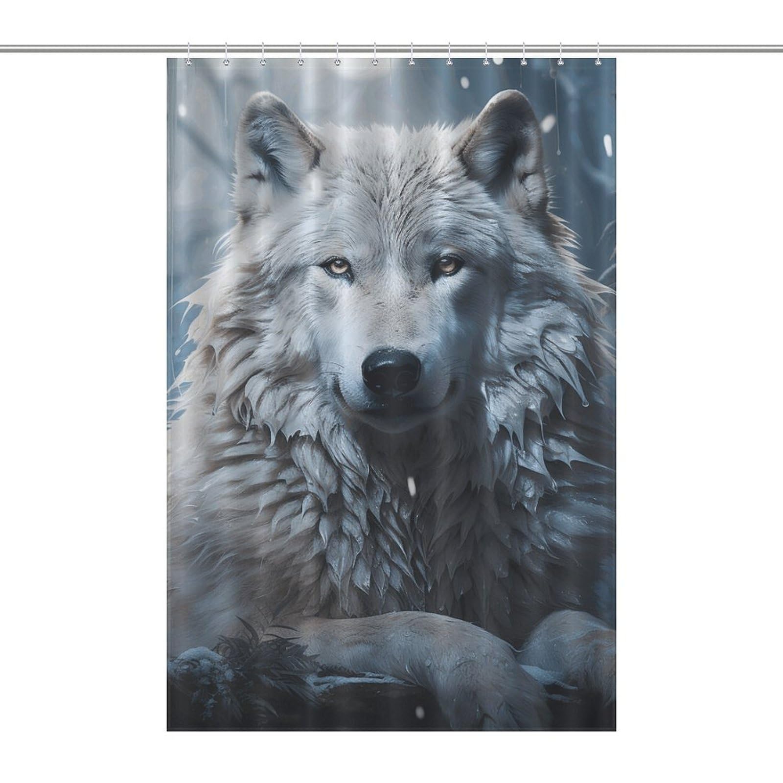 Rideau de douche loup en tissu imperméable : protégez votre sol avec ce décor enneigé rustique