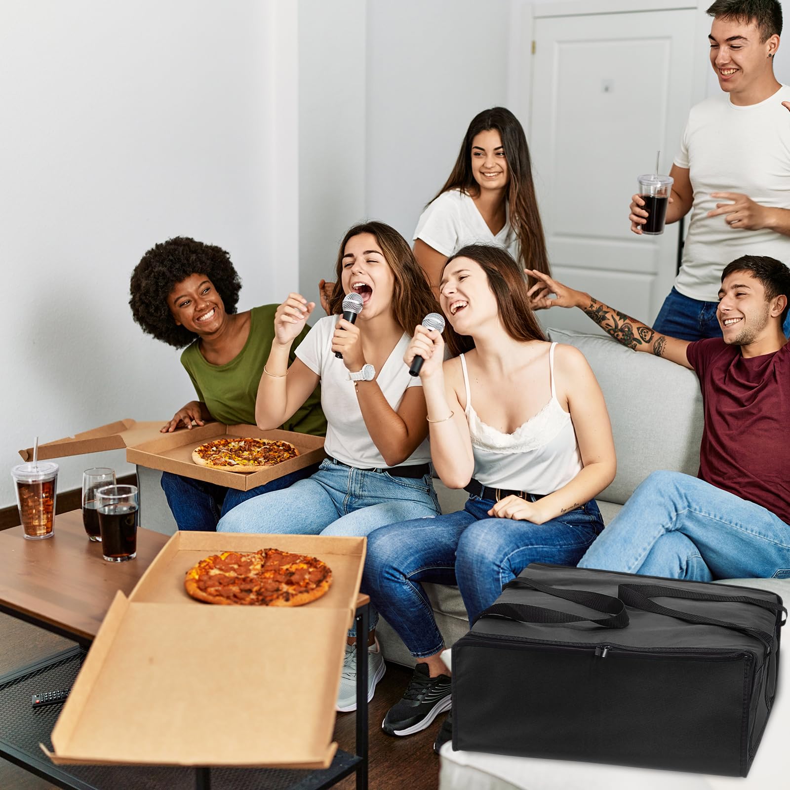 QUARKZMAN Pizza Aislada Bolsa 24x24x14 Pulgadas No Tejida (Negro)