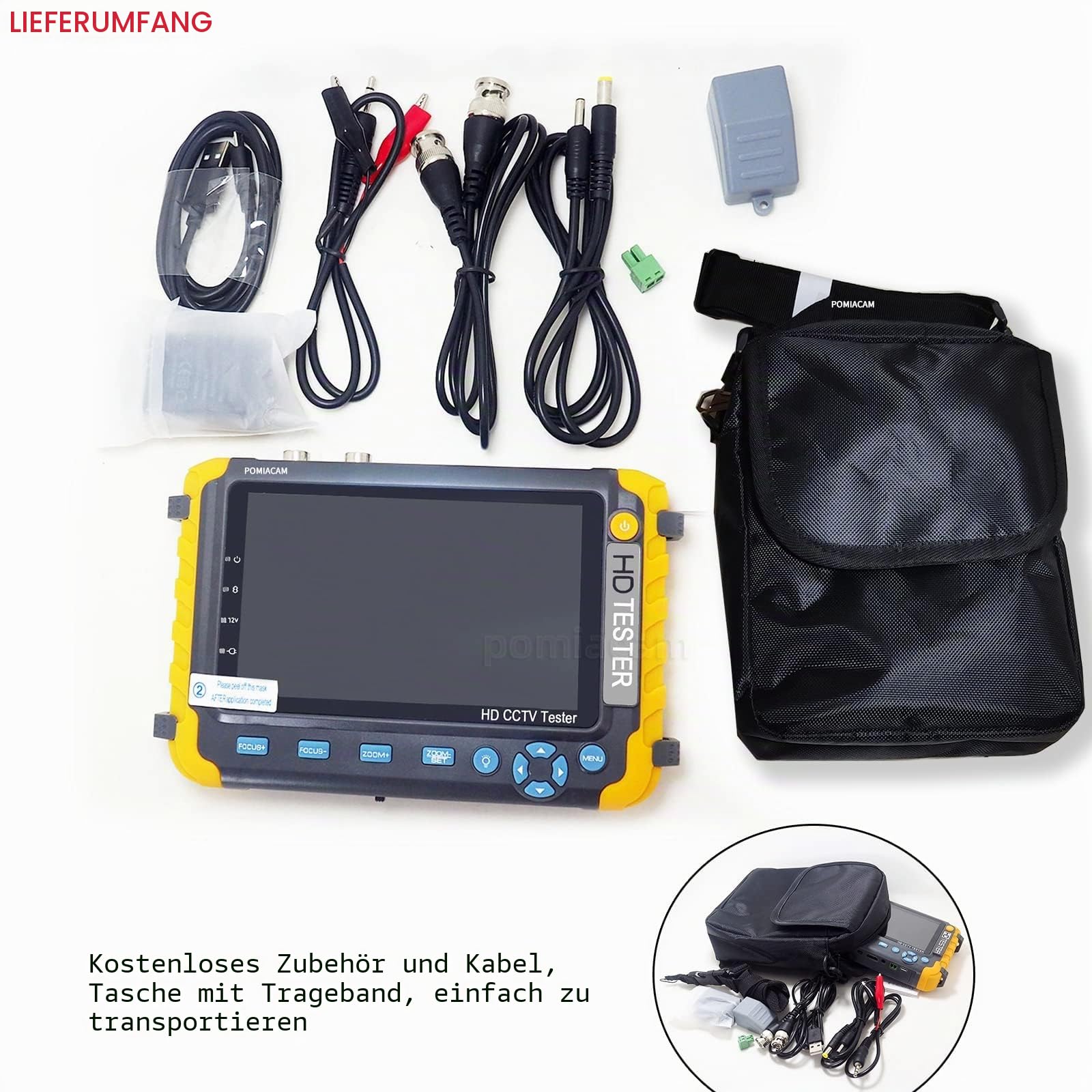 Überwachungskamera-Tester IV8W 12,7 cm (5 Zoll) TFT LCD 4-in-1 8MP AHD TVI 8MP CVI CVBS Koaxial HD Video Monitor Unterstützung PTZ Controller UTP Kabel Test VGA HDMI Eingang DC12V Ausgang