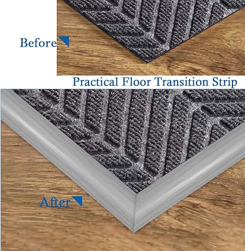 Miniatura 69 de Tira de transición de suelo autoadhesiva para alfombras y pisos, tira de borde de PVC para transición de umbral adecuada para umbral de altura Marrón