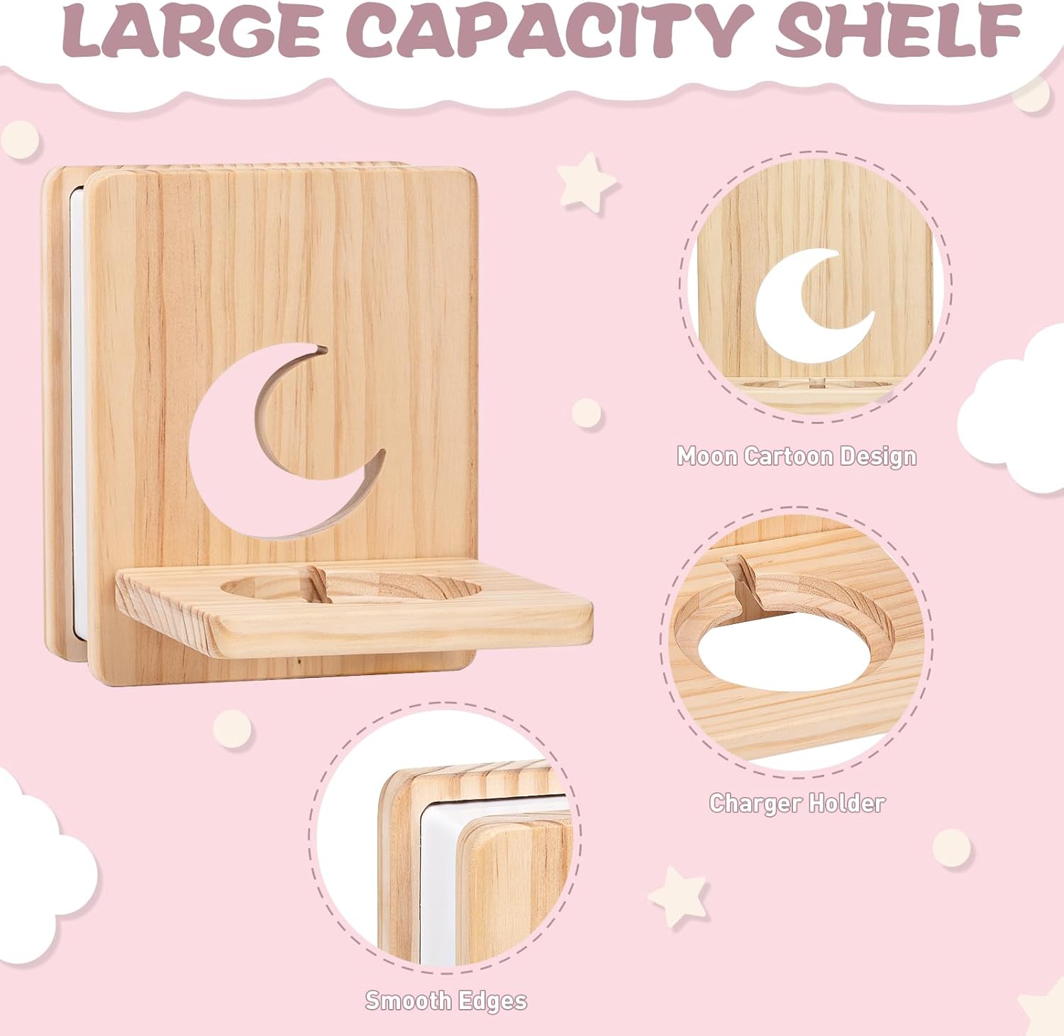Tonie Shelf Magnetic with Light| Wooden Tonie Figure Organizer for Kids Room| Tonie Magnetic Display Shelf for Tonies Box Holder|Tonie Box Shelves Compatible Charging Station