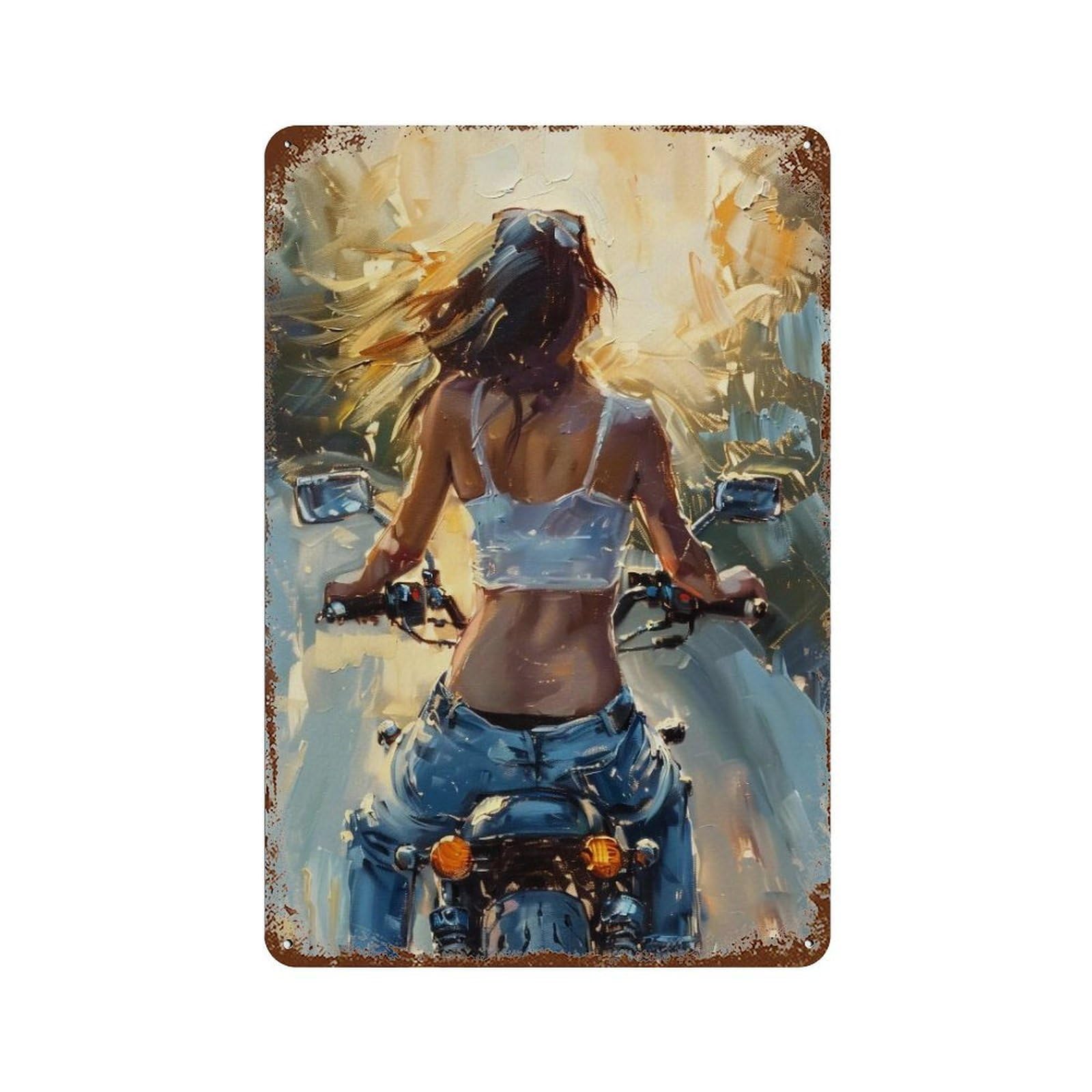 FHUYEURHRY Motorcycle Rider 04 Wall Decor Retro Iron Vintage Art Metal Tin Sign Poster Modern Home Cofffee Club Art Bar Shop Decorations Style 30x20cm