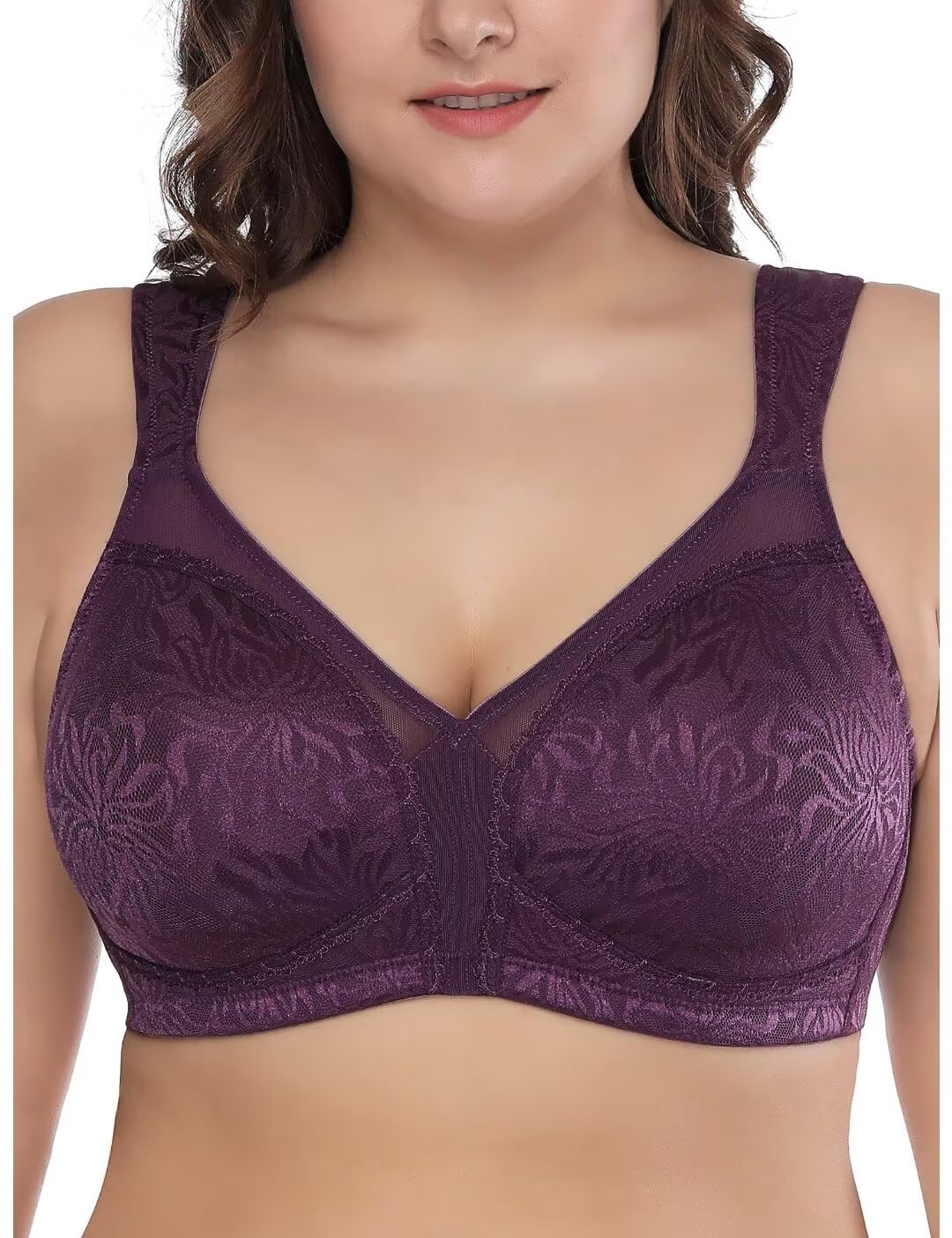 DeylloWomen's Full Coverage Plus Size Comfort Minimizer Bra Wirefree Non Padded