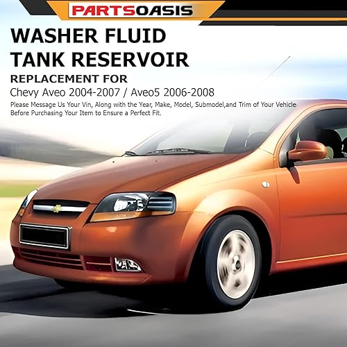 Miniatura 2 de Depósito de lavadora con doble bomba, entrada y tapa compatible con Chevy Aveo 2004-2007/Chevy Aveo5 2006-2008, reemplazo directo Hatchback