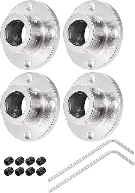 sourcing map 4pcs 12mm Flange Coupling Connector, Shaft Axis Fittings for DIY RC Model Motors, with 8pcs Fastening Screw 2pcs M2 Hex Wrench