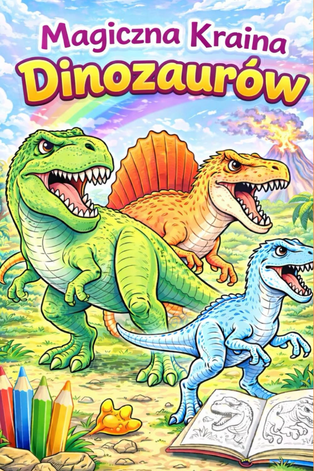 Kolorowanka Dinozaury: Edukacyjna kolorowanka