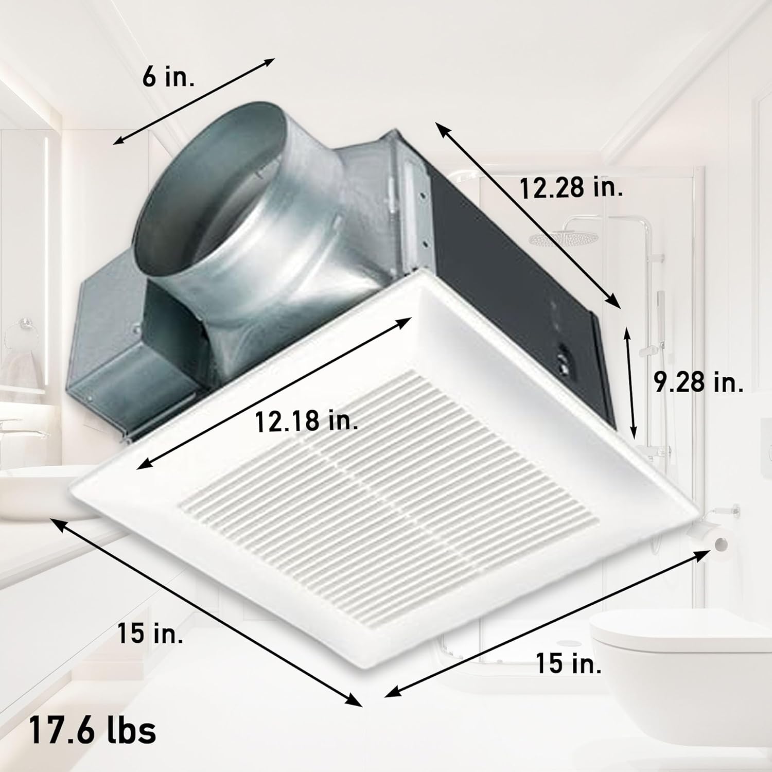 Panasonic WhisperCeiling Bathroom Exhaust Fan, 290 CFM, FV-30VQ3 B00084ZQA2 Panasonic Installation Kit for In-line Fans & ERVs, 6" Duct Single Inlet with Grille, FV-NLF06G