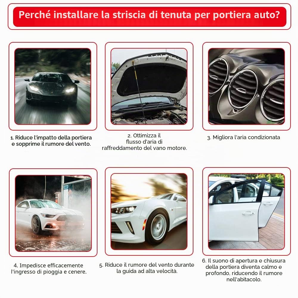 Guarnizione per portiera auto, 6m Guarnizione in gomma per bagagliaio, per auto, barche, camper, camion e applicazioni domestiche, protezione dalle intemperie