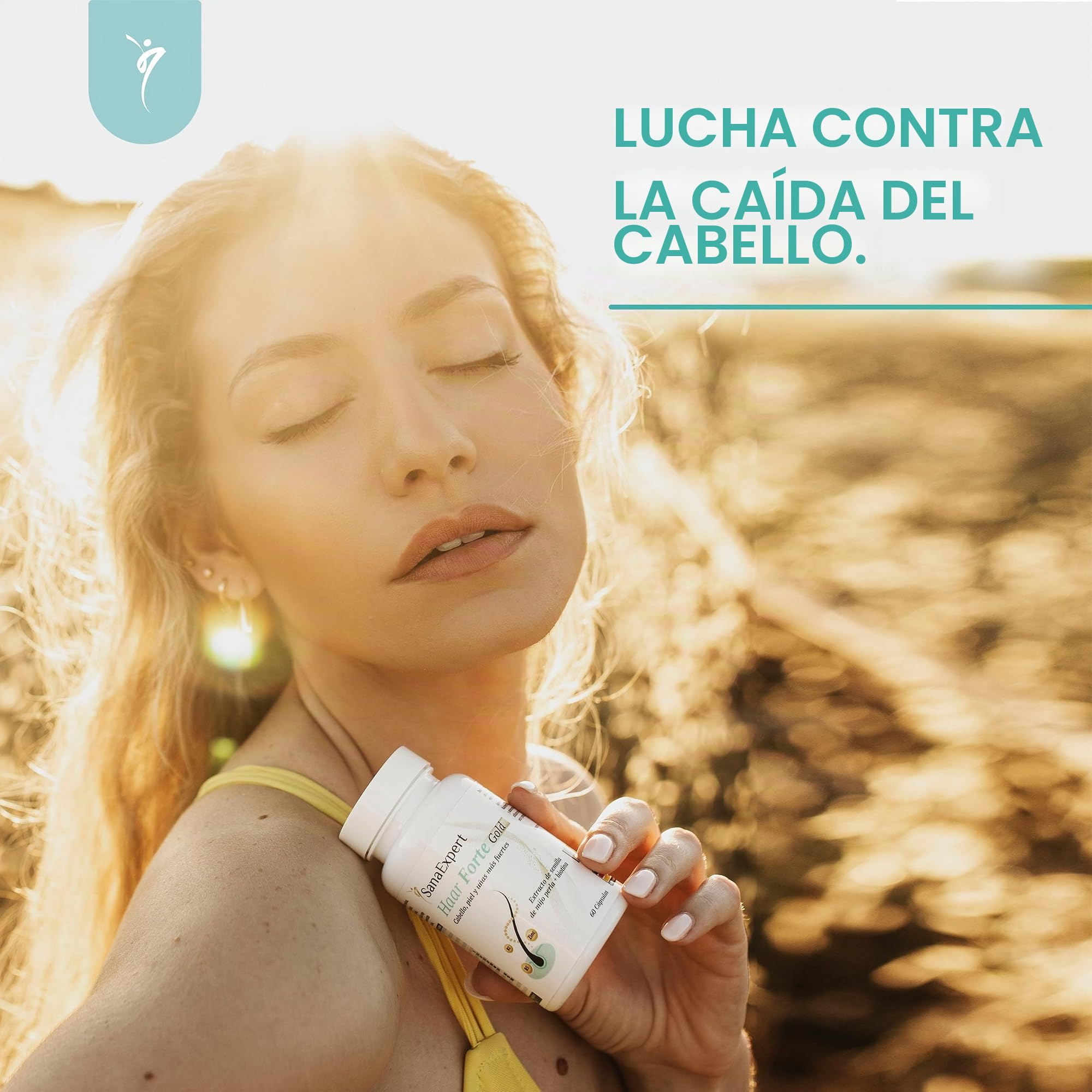 SanaExpert® Haar Forte Gold | Suplemento Capilar Vegano para Fortalecer el Cabello | Pastillas con Vitaminas, Bambú, Melanina, Biotina y Zinc | 60 Cápsulas | Fabricado en Alemania (Paquete de 2)